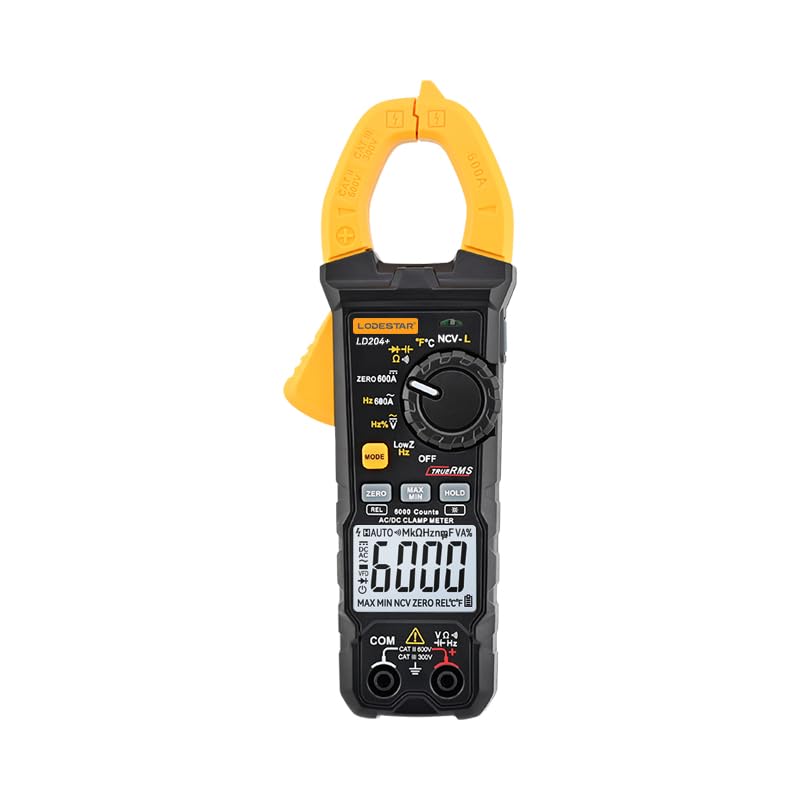 KDator Digital Clamp Meter Multimeter 6000 Counts Voltage Tester with Auto Range, AC/DC Voltage, AC/DC Current, Resistance, Capacitance, ACV LowZ, Diode, Live Wire Test, NCV, True RMS,AC Current Meter LD204+ - Image 2